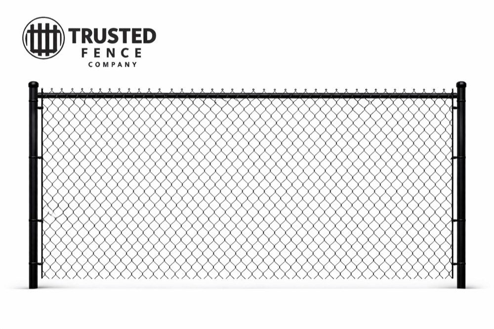 Black chain link fence panel