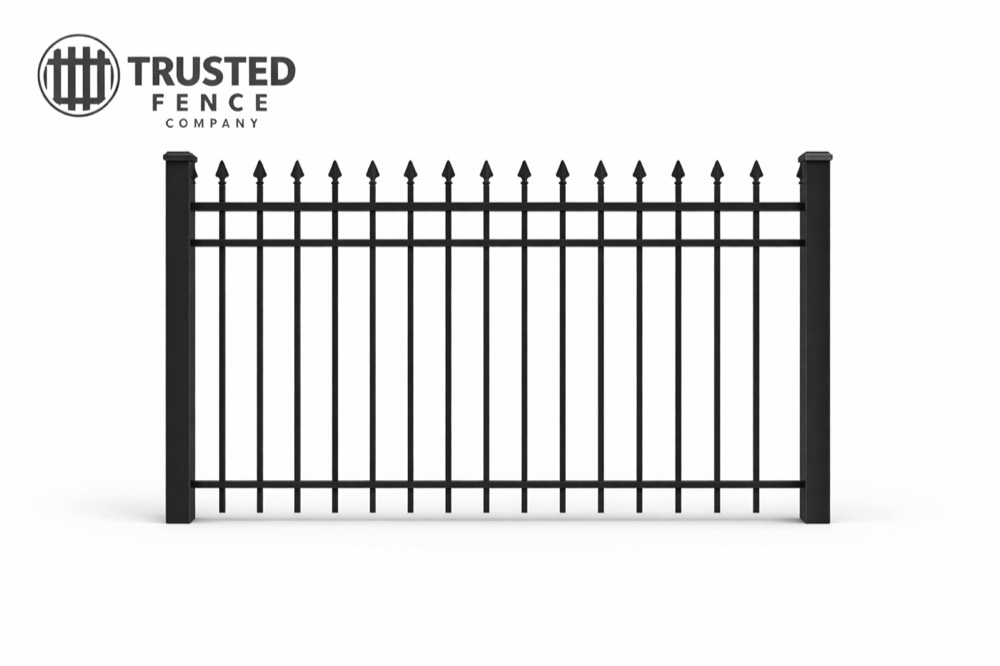 Black ornamental iron fence panel